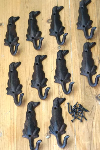 10 Dog Coat Hooks Rustic Chocolate Lab Labrador Entryway Hat Leash Barn 5 1/2"