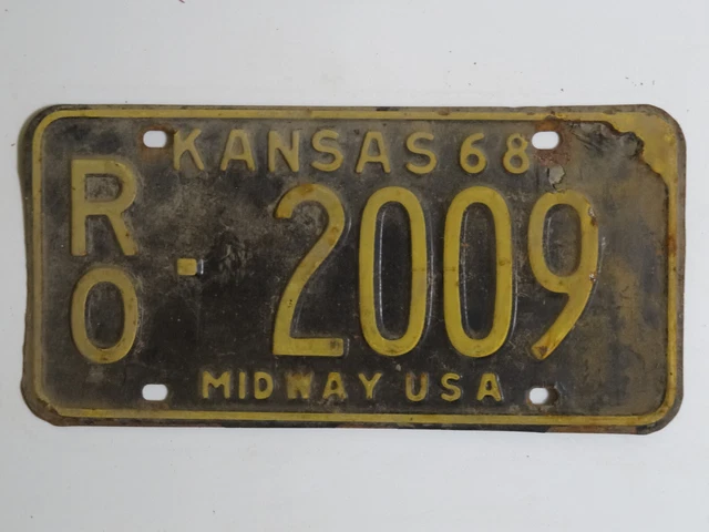 1968 Kansas RO- 2009 MIDWAY USA License Plate / American Number Plate