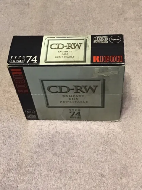 Ricoh CD-RW 5 Pack Blank Discs 650MB 74 Min Rewritable New Sealed