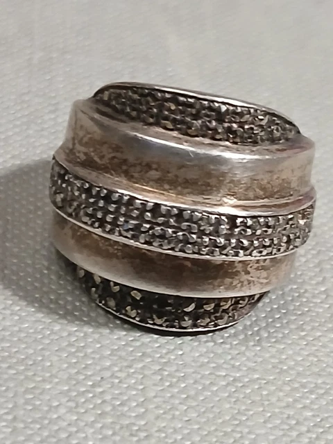 Bague Vintage Argent Massif Style Tank Avec Nacre - Taille T51