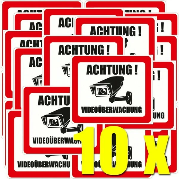 Achtung Videoüberwachung Schild Aufkleber – 30 X 21 Cm Vinyl, UV-geschützt, Made In Germany