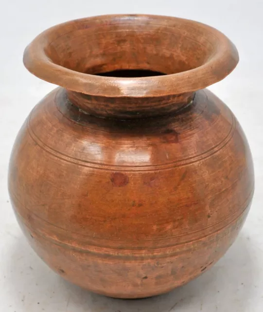 Handmade Vintage Wooden Pot Himachal Matka Old Hand Carved 