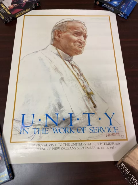 Pope John Paul 2 Unity poster new orleans 1987 papal visit (b)