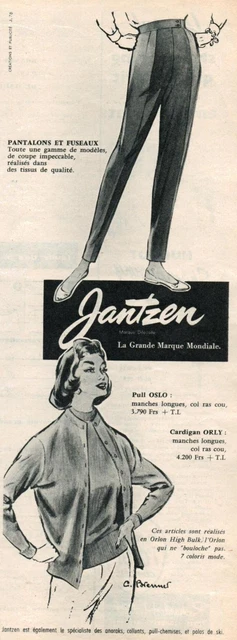 ▬► PUBLICITÉ ADVERTISING AD Pantalon Pull Cardigan JANTZEN C. Brenner 1957