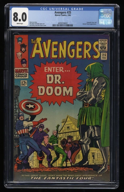 Avengers #25 CGC VF 8.0 Fantastic Four Dr. Doom Appearance Jack Kirby Cover!