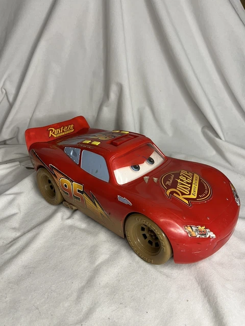 Disney Pixar Cars 14” Lights & Sound Dirt Track Lightning McQueen Race Car