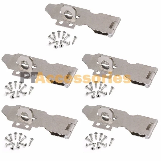 5x 4" inch Zinc Plated Safety Hasp and Staple for Gate Door Cabinet Lock Padlock