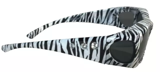 Sonnen-Überbrille Zebra mit Strass UV400 Polarisiert für Brillenträger Polbrille