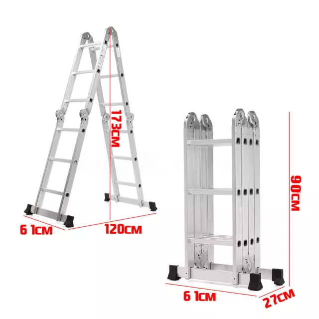3.5M Aluminium Multi-Purpose Folding Telescopic Loft Step Ladder Extendable UK 3