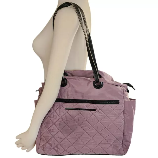 Steve Madden Purple Quilted Oversized Tote Bag 14 x 13 x 5 inches