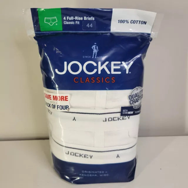 Jockey 4-Pack Men's Classic Collection Full-Rise Briefs White (44 size)