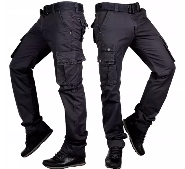 Pantalones de carga de algodón de camuflaje para hombre con cinturón IT079