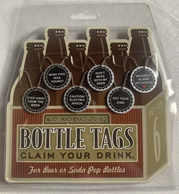 New Set of 6 Claim Your Drink Bottle Tags by Charcoal Companion