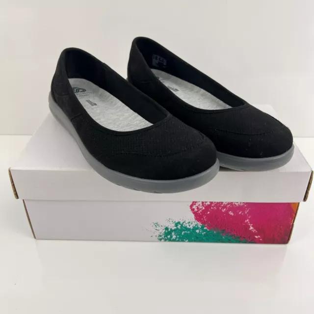 CLARKS CLOUDSTEPPERS WOMENS Slip on Shoes Jocolin Myla Black Textile Size 8.5 M 36.98 PicClick UK