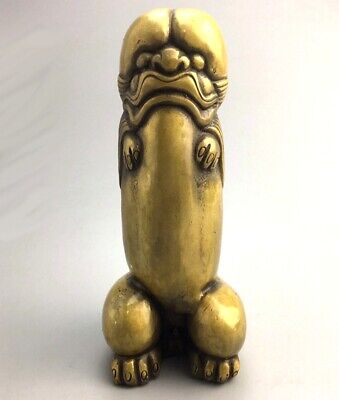Solid Brass Carved Penis Statue Figure Amulet Feng Shui Decor