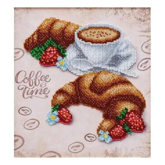 Kit de bordado de cuentas café DIY Craft Kit estampado Bead Needlepoint t-1257