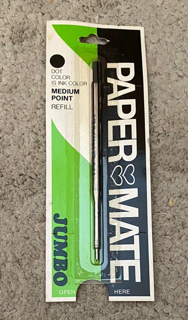 NEW Vintage 1980 Paper Mate Jumbo Refill BLACK Medium Point #483-04 NOS