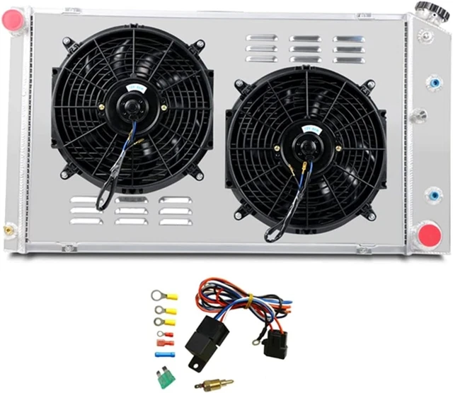 3 Row Aluminum Radiator + 2X12" Fan W/Shroud &Thermostat Relay Kit for 1968-1987