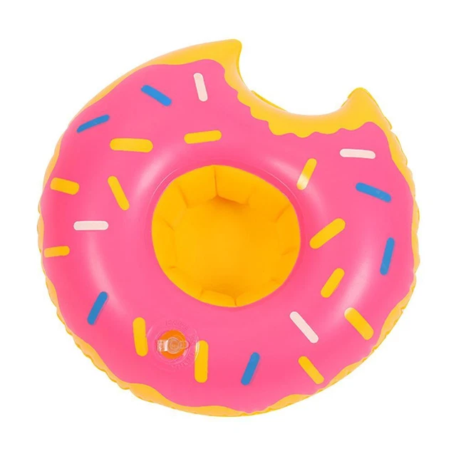 Portavasos inflable rosquilla flotante piscina fiesta montaña rusa de agua (rosa)