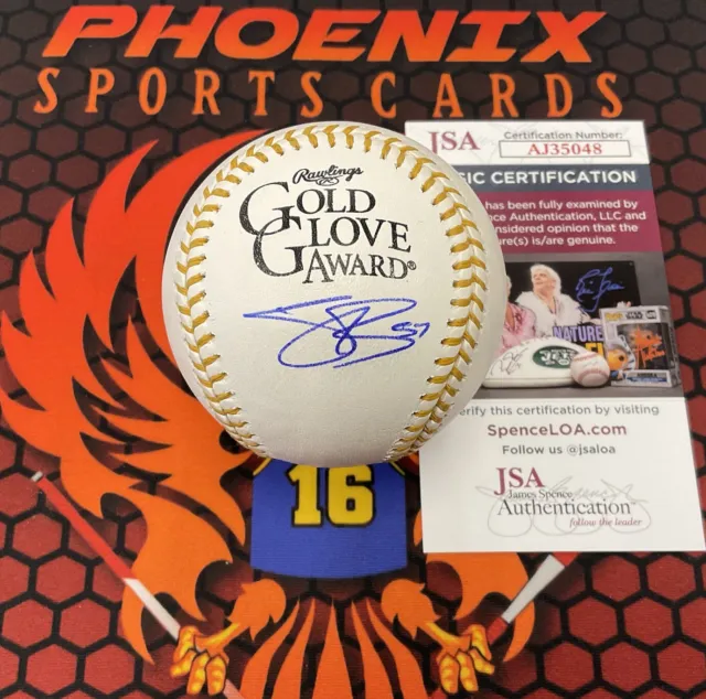 SHANE BIEBER Signed Autographed Gold Glove Award MLB Baseball Auto JSA AJ35048