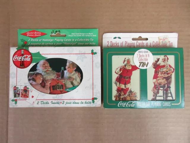Vintage 2 Sets of Coca Cola Playing Cards In Tin New Sealed Package 1990s