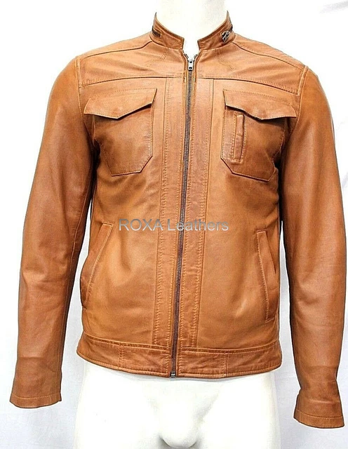 Urban Uomo Originale pelle D'Agnello 100% Giacca Biker Casual Indossare Marrone