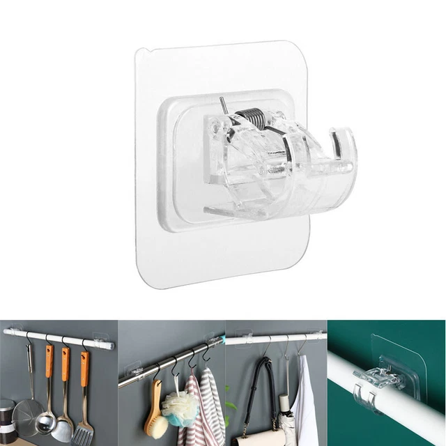2-20PCS Curtain Rod Brackets Pole Drapery Hook Holder No Drilling Self Adhesive