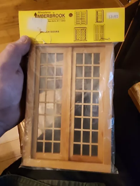 Vintage Timberbrook Miniatures Double French - Wooden Dollhouse Door 1/12 scale