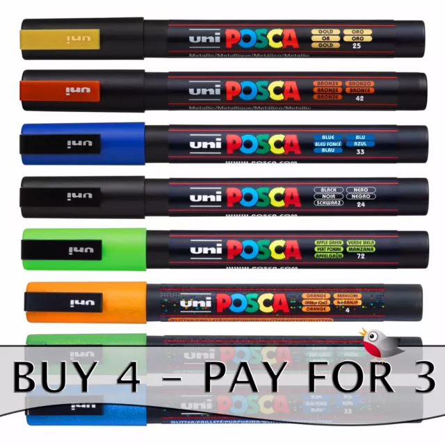 POSCA PC-3M MARKER by Uniball - **SPECIAL OFFER - BUY 4, ONLY PAY FOR 3!**