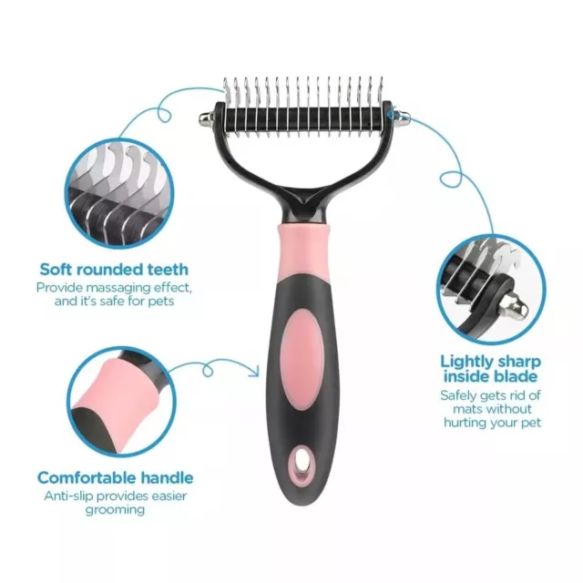 Pet Shedding Brush Grooming 2 Sided Undercoat Dog Cat Comb Tool Pets NEW