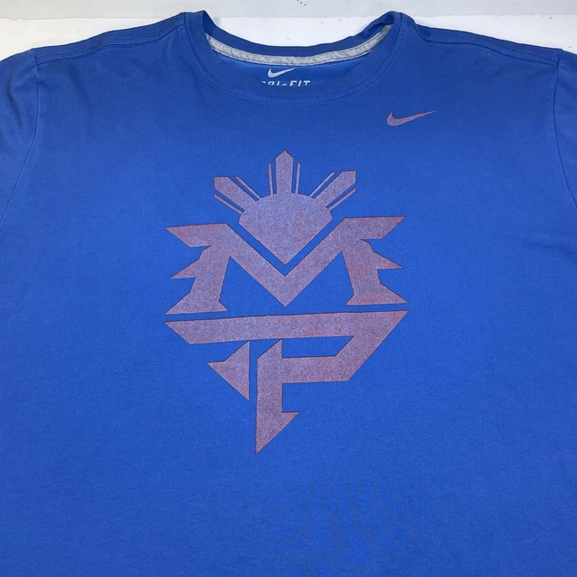 NIKE DRI FIT MANNY PACQUIAO PACMAN FIGHT FIGHTER BOXING T SHIRT Mens XL Blue