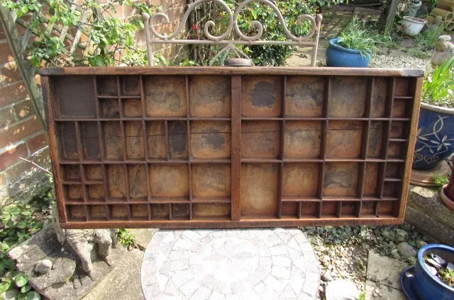 Original Vintage Wooden Printers Tray Drawer Letterpress Typecase Wall Display