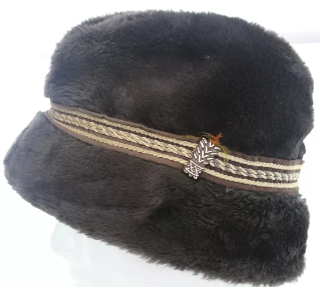 Vintage Mid Century Dark Brown Mink Fur Hat Medium Pillbox Cap UHCMW Made in USA