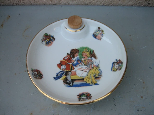 Ancienne Assiette à Bouilli Chauffante Lunéville - Porcelaine Et Métal - Motif Floral