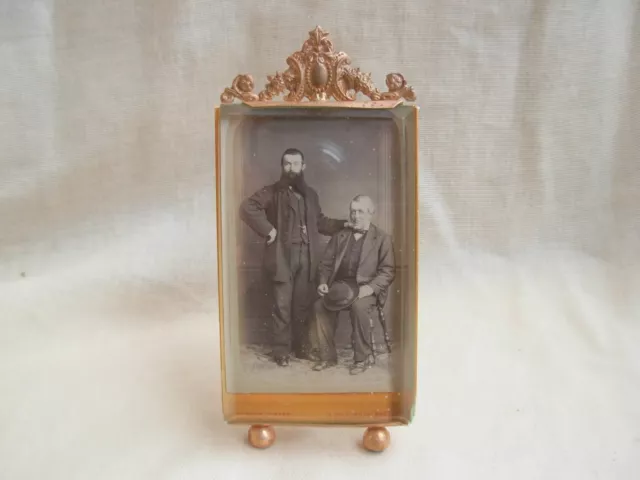 ANTIQUE FRENCH  BRASS BEVELED GLASS PHOTO FRAME,LOUIS XV STYLE,LATE 19th.