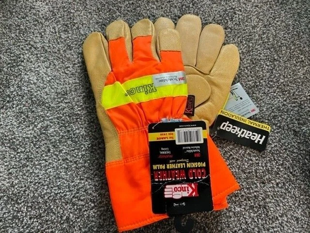 Kinco 1938KWP HI VIS Grain Pigskin WARM WINTER Thermal Reflective WORK GLOVES