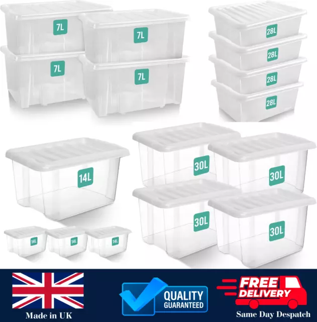 Storage Boxes with Lids UK Made Plastic Storage Boxes for Home Office & Kitchen