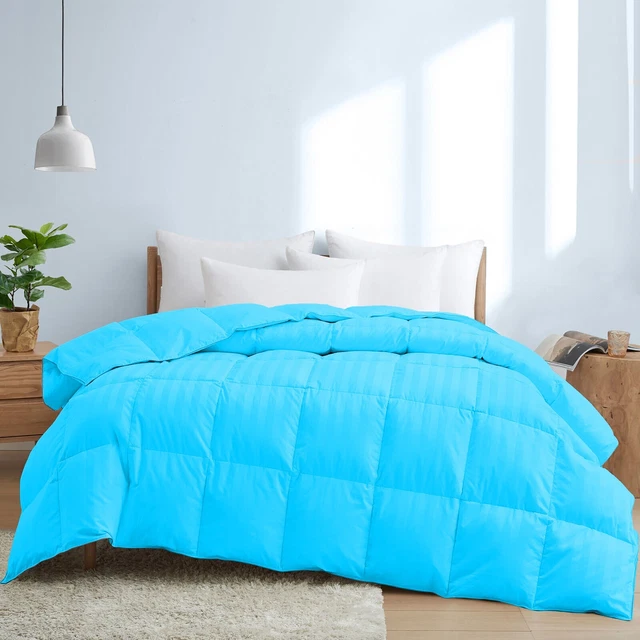 Goose Down Alternative Cotton Comforter & Sets Aqua Blue Stripes Select Item