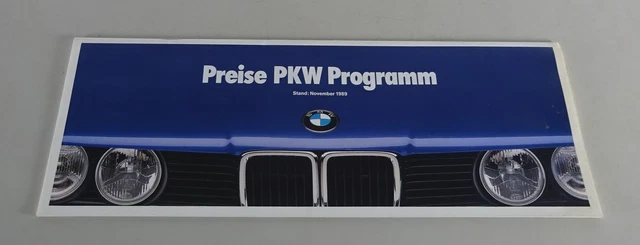 Listino Prezzi/Prospetto BMW E30/E34/E32/E31 Stand 09/1989
