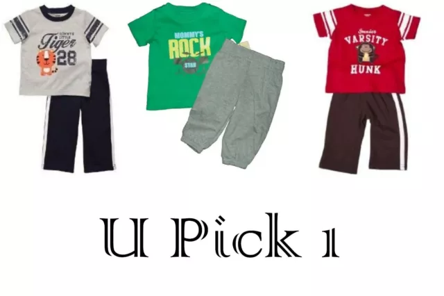 Boys 2 pc Outfit Set Tee Pants Shirt Top Bottom Baby Carters Lot Shower Gifts