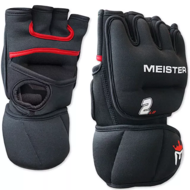 0.9kg Meister Plombé Entraînement Gants - Noir Lourd Mains Boxe Cardio Turbo Jam