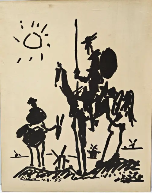 Mid-Century Pablo Picasso Plate Signed Print of Don Quixote READ DESCRIPTION