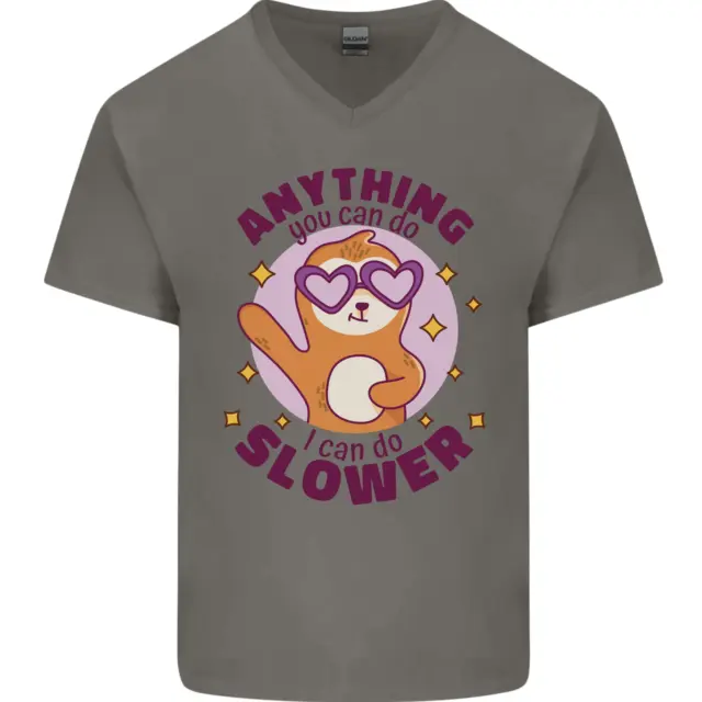 T-shirt da uomo scollo a V Sloth Anything I Can Do Slow Funny