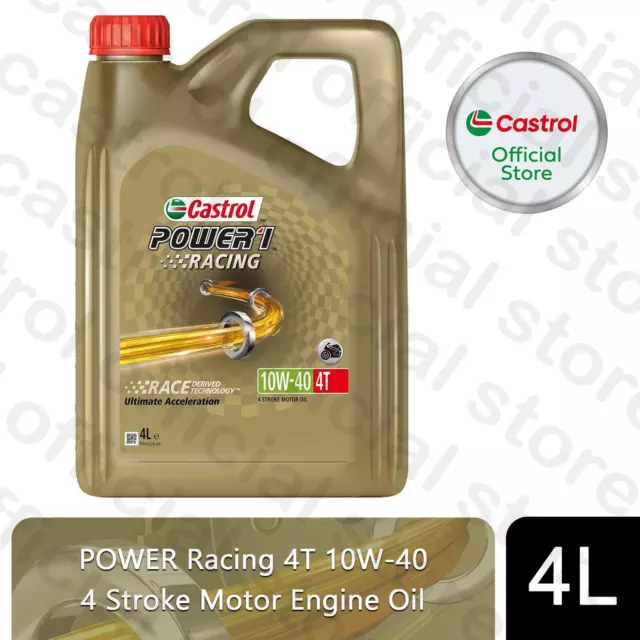 Castrol Power 1 Racing 4T 10W-40 4L Motorcycle 4 Stroke Engine Oil, 4 Litre