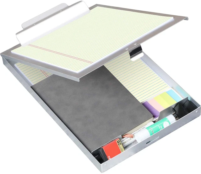 Metal Clipboard with Storage Letter Size Aluminum Clipboards Single Compartment