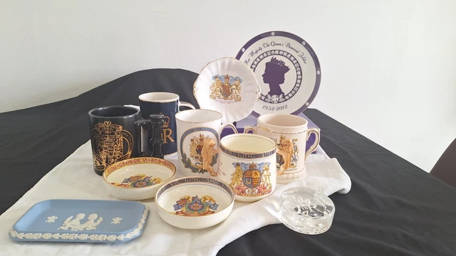 Uk Collection VINTAGE COLLECTION OF 11 Different British Royalty Commemorative Items ...