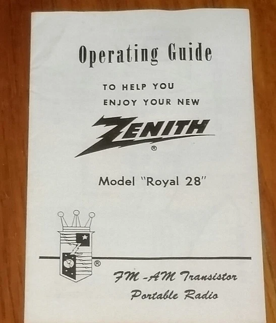 VINTAGE ZENITH ROYAL R28 antique AM/FM 9 transistor radio OPERATION