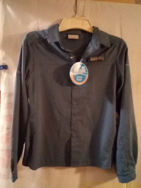 Columbia PFG Crystal Springs Blue Youth Medium Omni-Shade Long Sleeve UPF 40