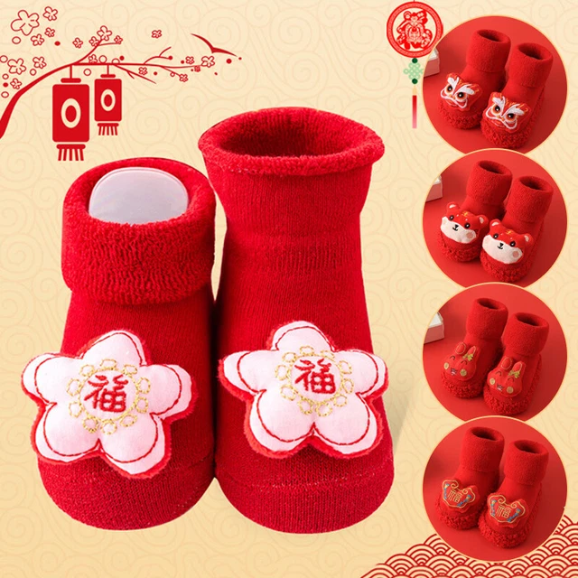 Pantofole antiscivolo bambini bambina bambino bambino calze scarpe di cotone inverno rosso caldo