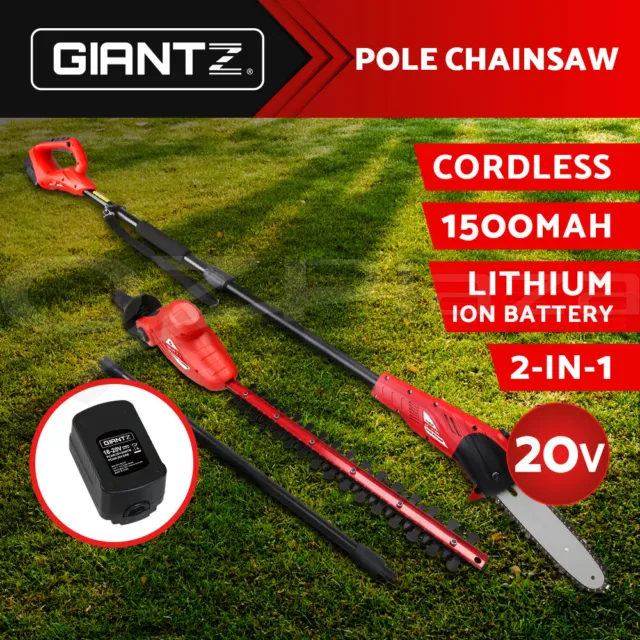 Giantz Cordless Pole Chainsaw 20V Electric Lithium Battery Hedge Trimmer Saw